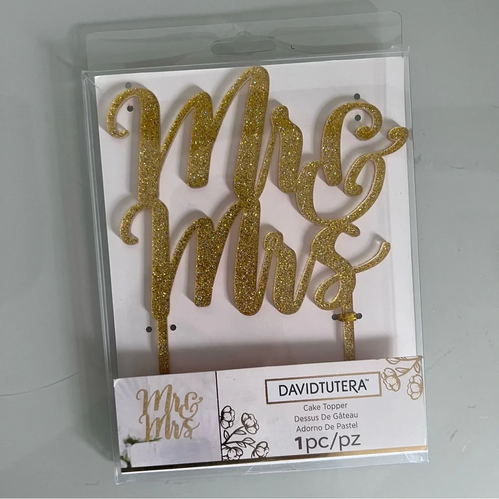 Mr. & Mrs. Gold Wedding Cake Topper